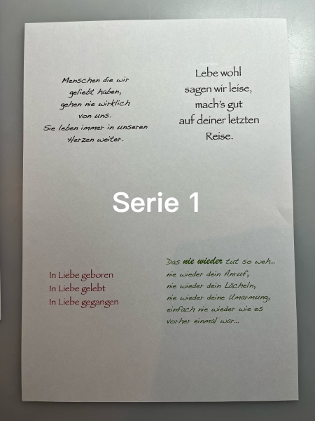 Trauerkarten Set 4Stk  (Serie 1)